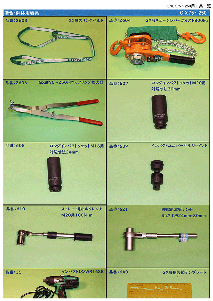 GX形ダクタイル鉄管300・400用工具